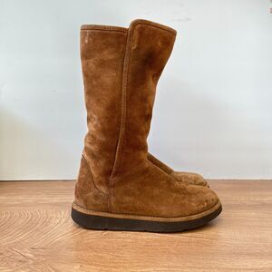 Ugg Australia Camel Outdoor High Round Toe Leather Tan Boots Women's Size 6